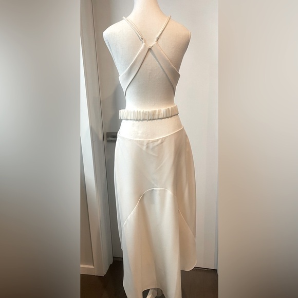 Halston Heritage Cut Out Cocktail Dress, White, 10, NWT - Picture 2 of 5
